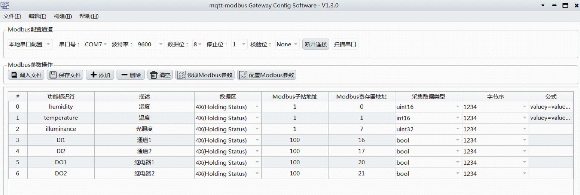 Modbus參數